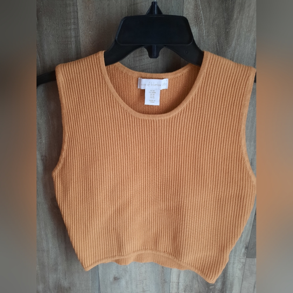 House of Harlow 1960 Sz M Cropped sweater fitted sleeveless tank - Picture 6 of 7